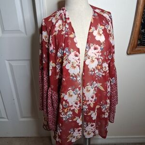 Floral Mixed Patter Kimono Cardigan Sz XL